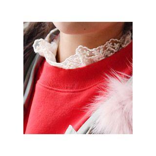 Lace-neck Colored Cotton T-shirt