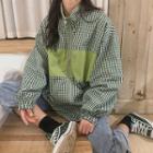 Checked Color Block Zip Jacket