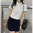 Short-sleeve Contrast Trim Polo Collar T-shirt / Contrast Trim Mini Skirt