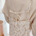 Tie-back Floral Pinafore Dress Ivory - One Size