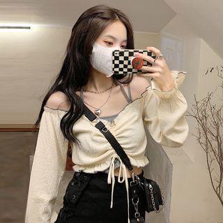 Long-sleeve Cold Shoulder Top / Camisole Top