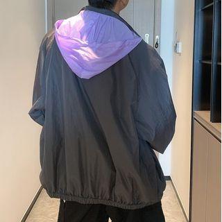 Contrast Color Hooded Zip Jacket