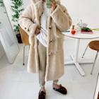 Hooded Toggle-button Sherpa-fleece Coat
