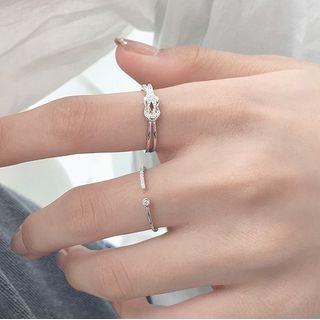 Knot Rhinestone / Sterling Silver Open Ring