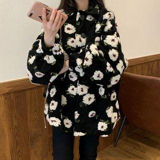 Floral Jacket White Flower - Black - One Size