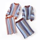 Set: Striped Knit Pullover + H-line Skirt