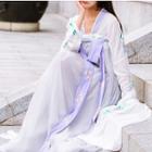 Hanfu Set: Long-sleeve Top + Maxi Dress+ Scarf