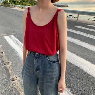 Knot-detail U-neck Tank Top
