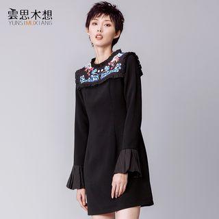Printed Bell-sleeve Shift Dress