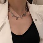 Faux Crystal Alloy Choker Silver - One Size