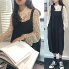 Lace Long-sleeve Blouse / Loose-fit Jumper Dress