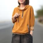 Contrast Trim Hoodie Curcumin - One Size