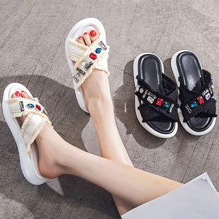 Rhinestone Crisscross Slide Sandals