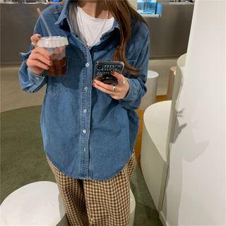 Pocket Detail Loose-fit Denim Shirt As Shown In Figure - One Size