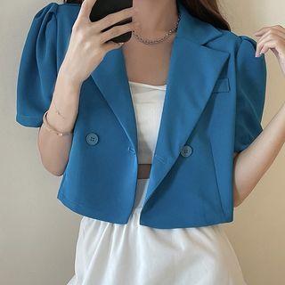 Short-sleeve Double-breasted Crop Top