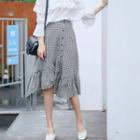 Check Irregular Midi Skirt