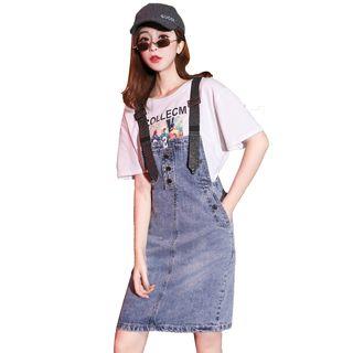 Rhinestone Strap Dungaree Dress