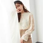 Long Bell-sleeve See-through Lace Top