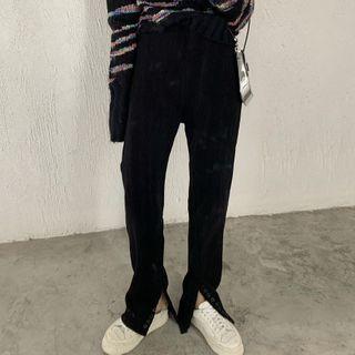 Camo Print Sweater / Houndstooth Wide Leg Pants