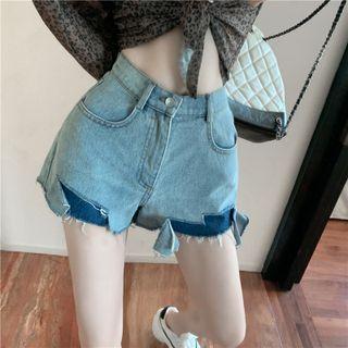 Details Two-tone Denim Shorts