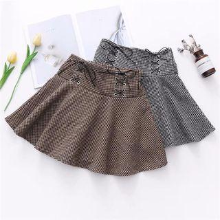 High-waist Houndstooth Mini A-line Skirt