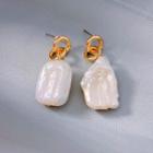 Irregular Freshwater Pearl Dangle Earring 1 Pair - Off-white & Gold - One Size