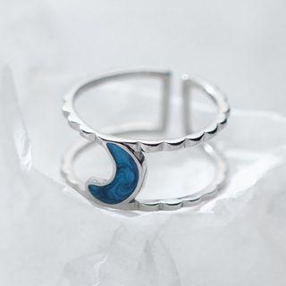 Moon Layered Sterling Silver Open Ring 1 Pc - Silver - One Size