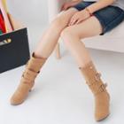 Chunky-heel Buckled Mid-calf Boots