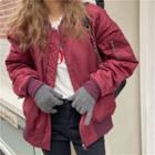 Zip Bomber Jacket Maroon - One Size