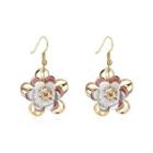 Elegant Fashion Plated Gold Hollow Tri-color Flower Earrings Golden - One Size