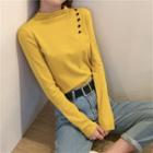 Mock Two-piece Buttoned Long-sleeve T-shirt