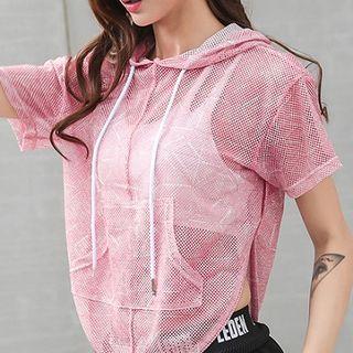 Short-sleeve Hooded Open Back Sports Top