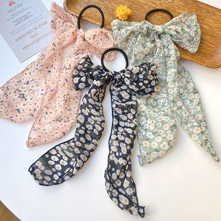 Floral Print Chiffon Bow Hair Tie
