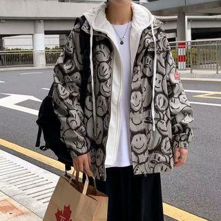 Mock Two Piece Smiley Face Jacket