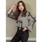 Tie-neck Textured Patterned Top
