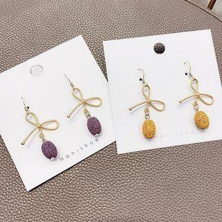 Alloy Bow Volcanic Rock Dangle Earring