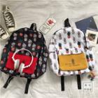 Pineapple Print Color Panel Canvas Backpack