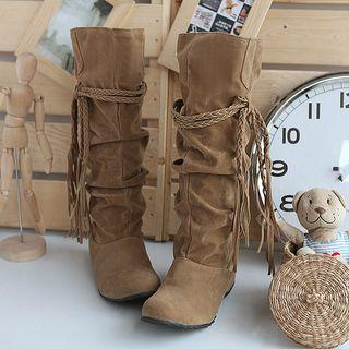 Braided Strap Tall Boots