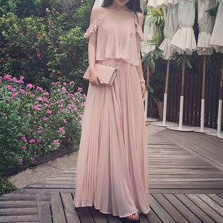 Strappy Off Shoulder Chiffon Maxi Sun Dress