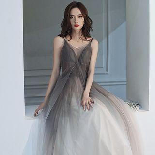 Spaghetti Strap Gradient Maxi Prom Dress