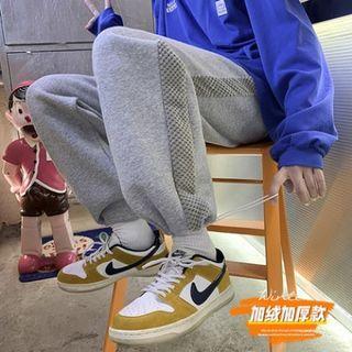 Fleece Drawstring Waffle Plain Sweatpants