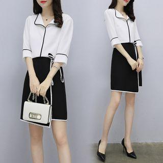 Set: Elbow-sleeve Shirt + Skirt