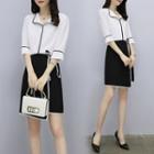 Set: Elbow-sleeve Shirt + Skirt