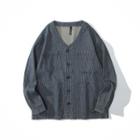 Striped V-neck Single-breasted Jacket