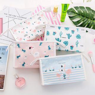 Flamingo / Cactus Print Zip Pouch