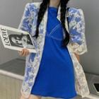 Short-sleeve Embroidered T-shirt / Short-sleeve Lace Jacket