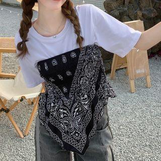 Strapless Paisley Print Top