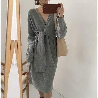 Front-knot Midi Sweater Dress