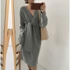 Front-knot Midi Sweater Dress