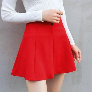 Zip-up A-line Mini Skirt